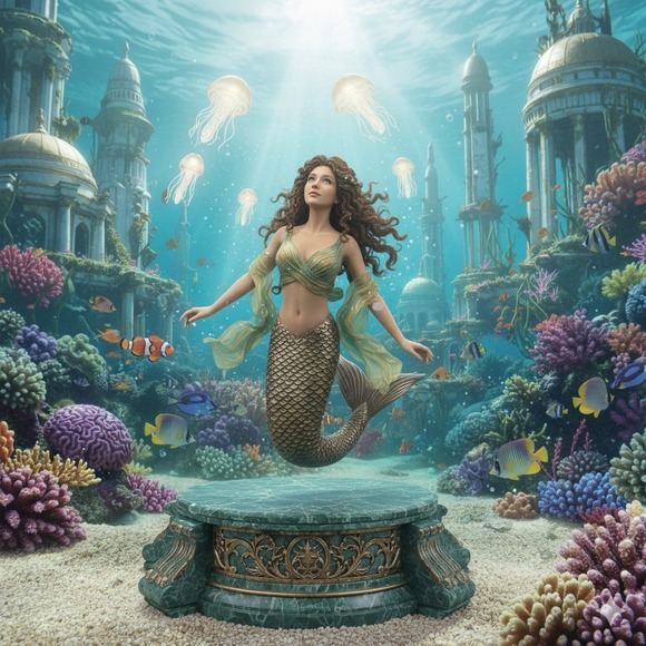 Gorgeous Bronze Mermaid Lamp! 19" Tall [1175] - Picture 10 of 10